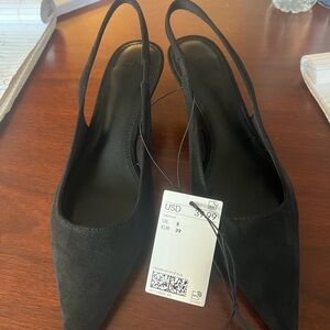 H&M Classic Black Slingbacks Suede Heels